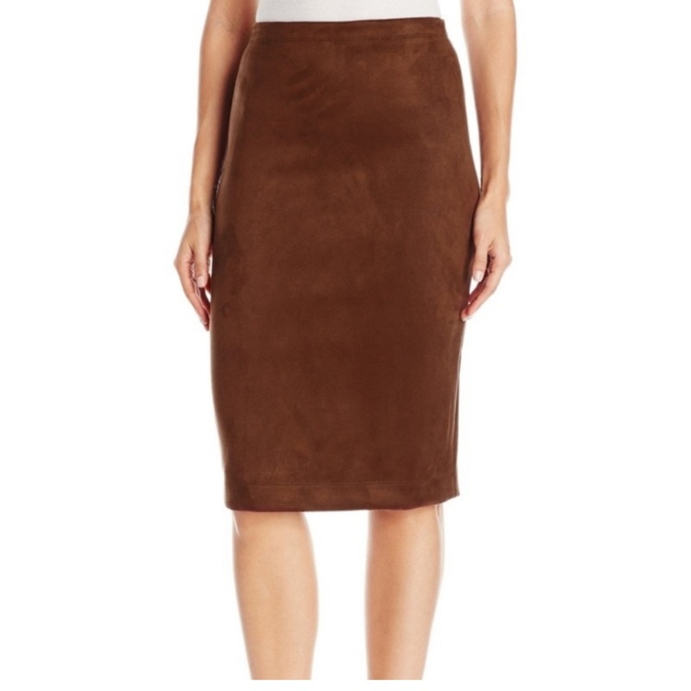 BCBG MaxAzria Brown Sueded Lyric Scuba Pencil Skirt Size S NWT